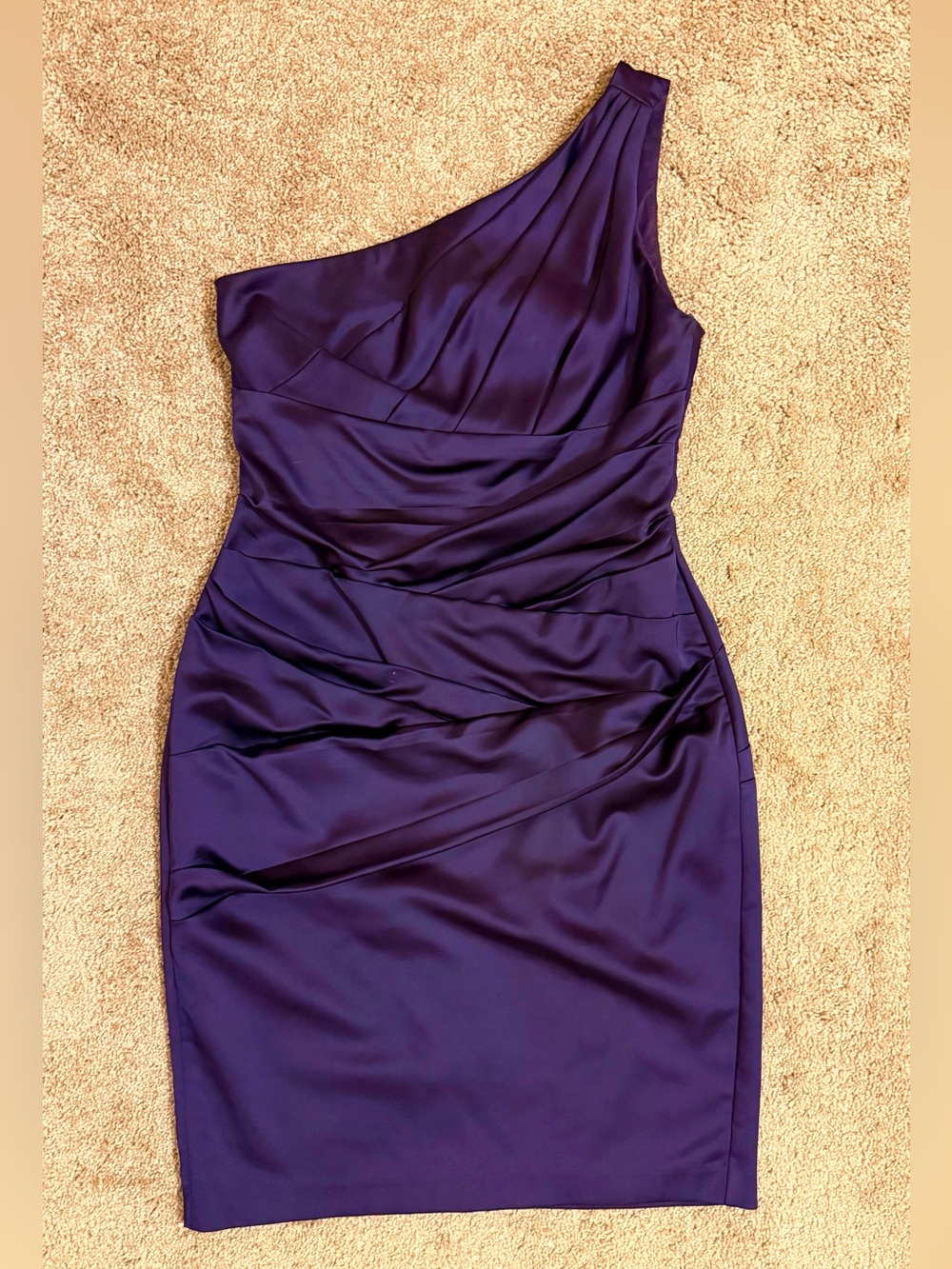 David's Bridal One-Shoulder Deep Purple Cocktail Dress